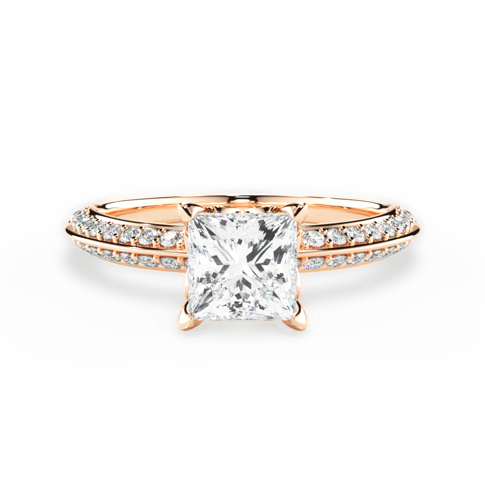 Gail Princess Cut Lab Grown Diamond 18Kt Rose Gold Engagement Ring