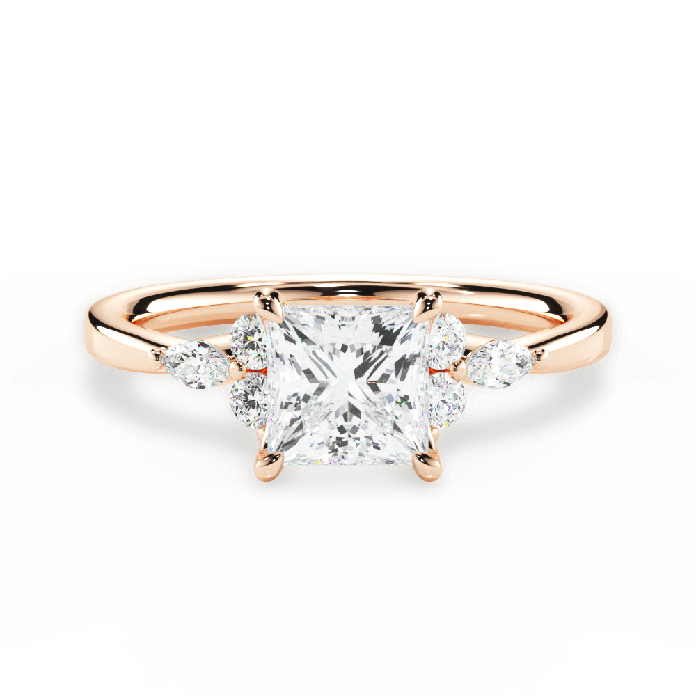 Cynthia Princess Cut Lab Grown Diamond 18Kt Rose Gold Engagement Ring