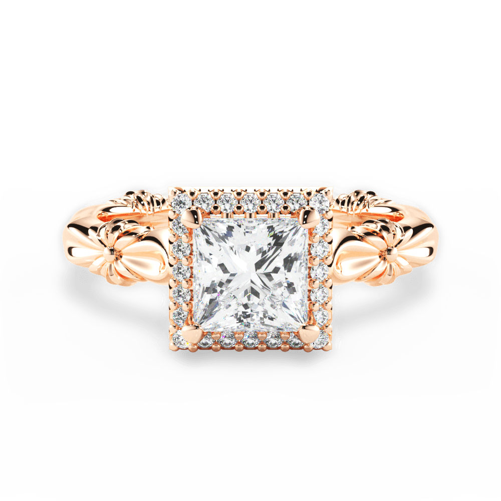 Erica Princess Cut Lab Grown Diamond 18Kt Rose Gold Engagement Ring
