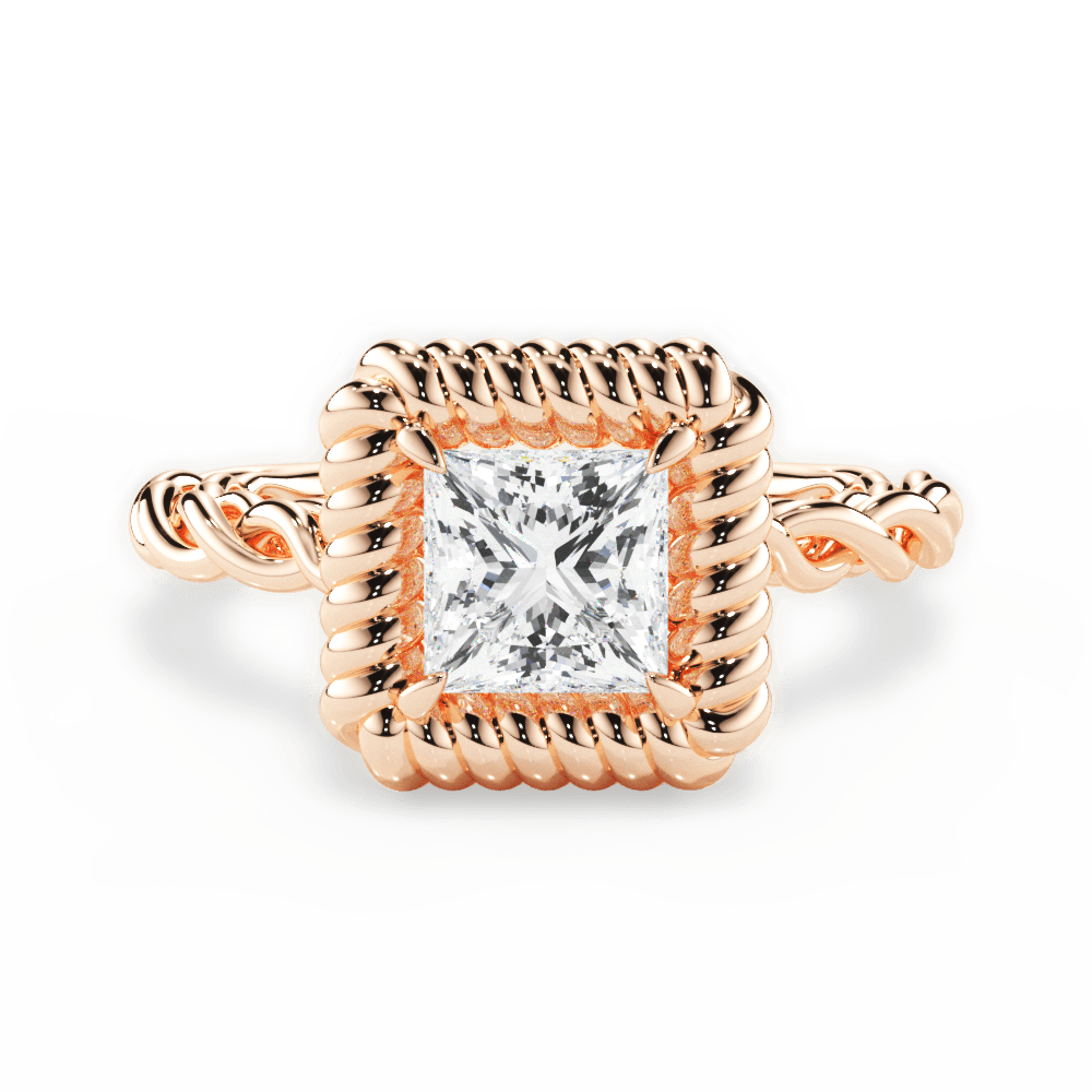 Belinda Princess Cut Lab Grown Diamond 18Kt Rose Gold Engagement Ring