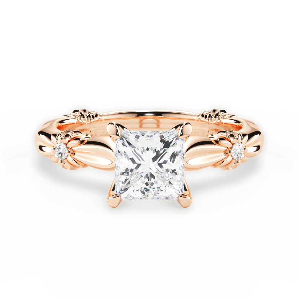 Claire Princess Cut Lab Grown Diamond 18Kt Rose Gold Engagement Ring