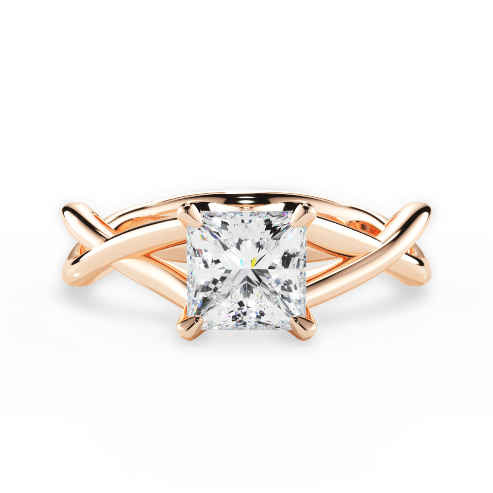 Aubrey Princess Cut Lab Grown Diamond 18Kt Rose Gold Engagement Ring