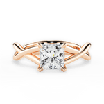 Aubrey Princess Cut Lab Grown Diamond 18Kt Rose Gold Engagement Ring