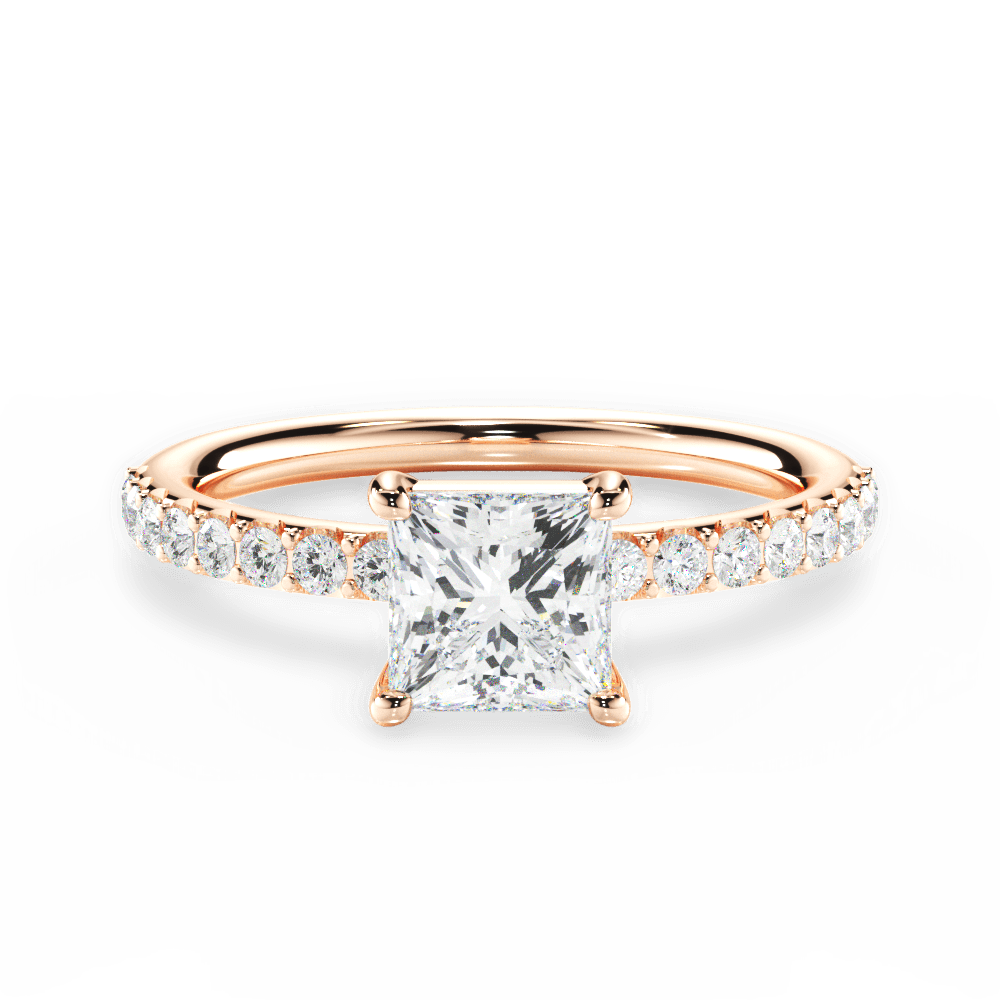 Elsie Princess Cut Lab Grown Diamond 18Kt Rose Gold Engagement Ring