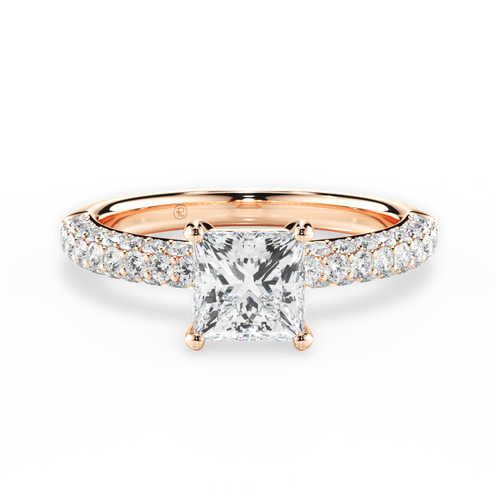 Kylie Princess Cut Lab Grown Diamond 18Kt Rose Gold Engagement Ring