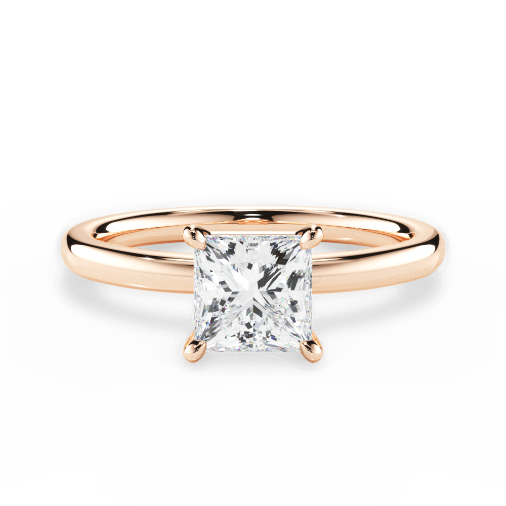 Angela Princess Cut Lab Grown Diamond 18Kt Rose Gold Engagement Ring