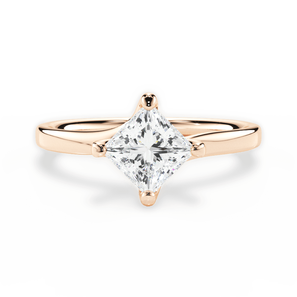 Ashley Princess Cut Lab Grown Diamond 18Kt Rose Gold Engagement Ring