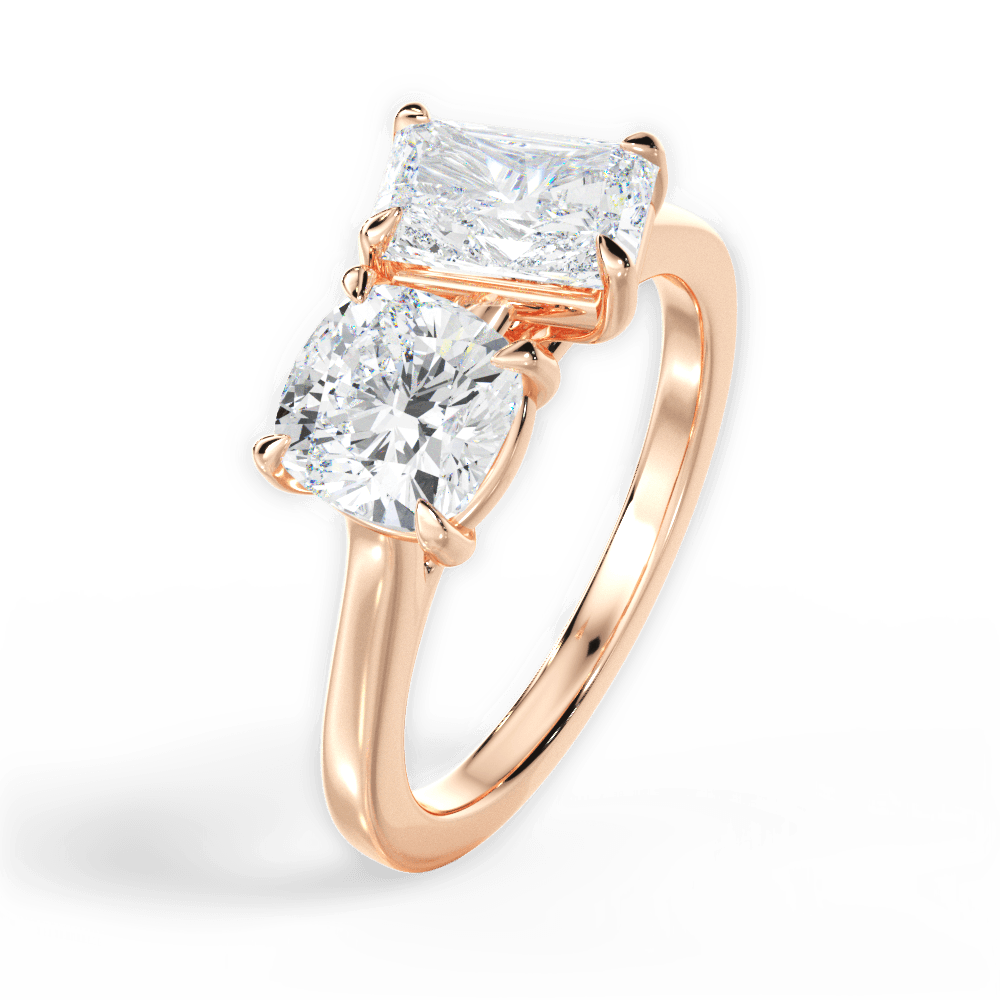Ellen Radiant Cut Lab Grown Diamond 18Kt Rose Gold Engagement Ring - View 4