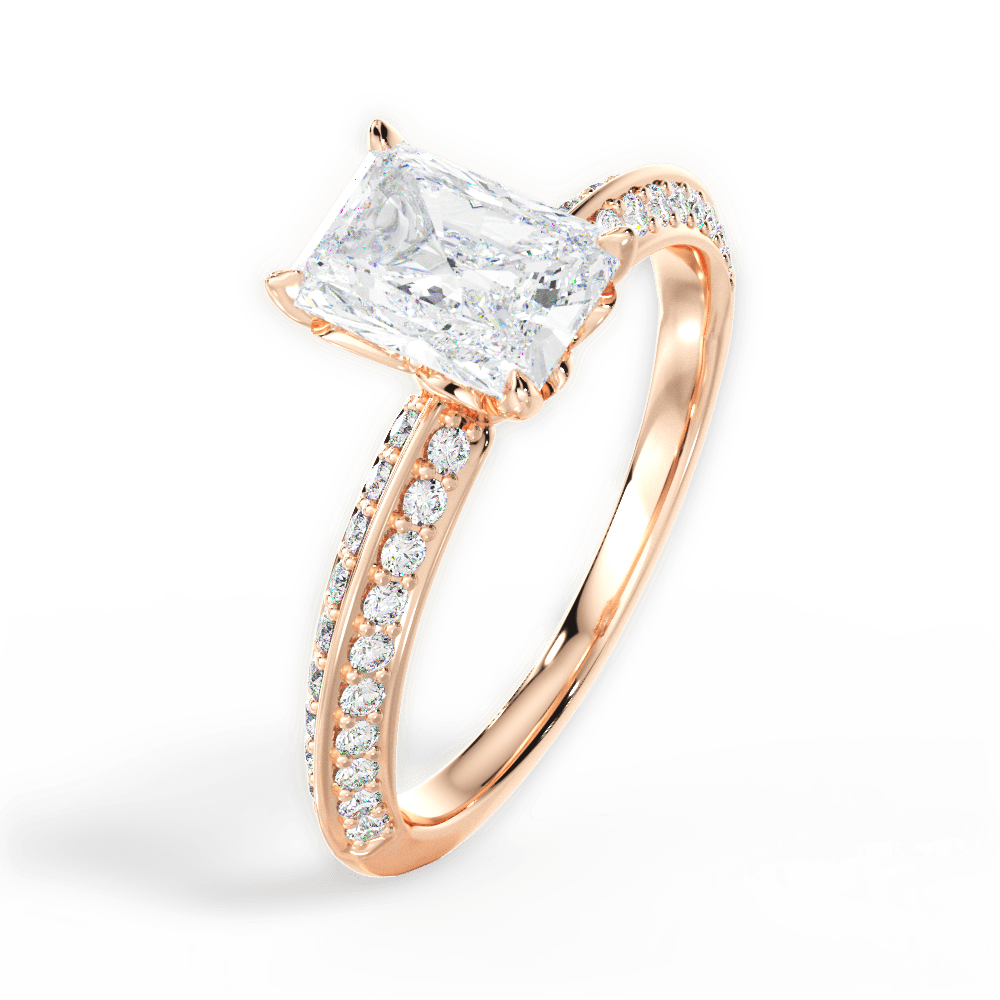 Gail Radiant Cut Lab Grown Diamond 18Kt Rose Gold Engagement Ring - View 3