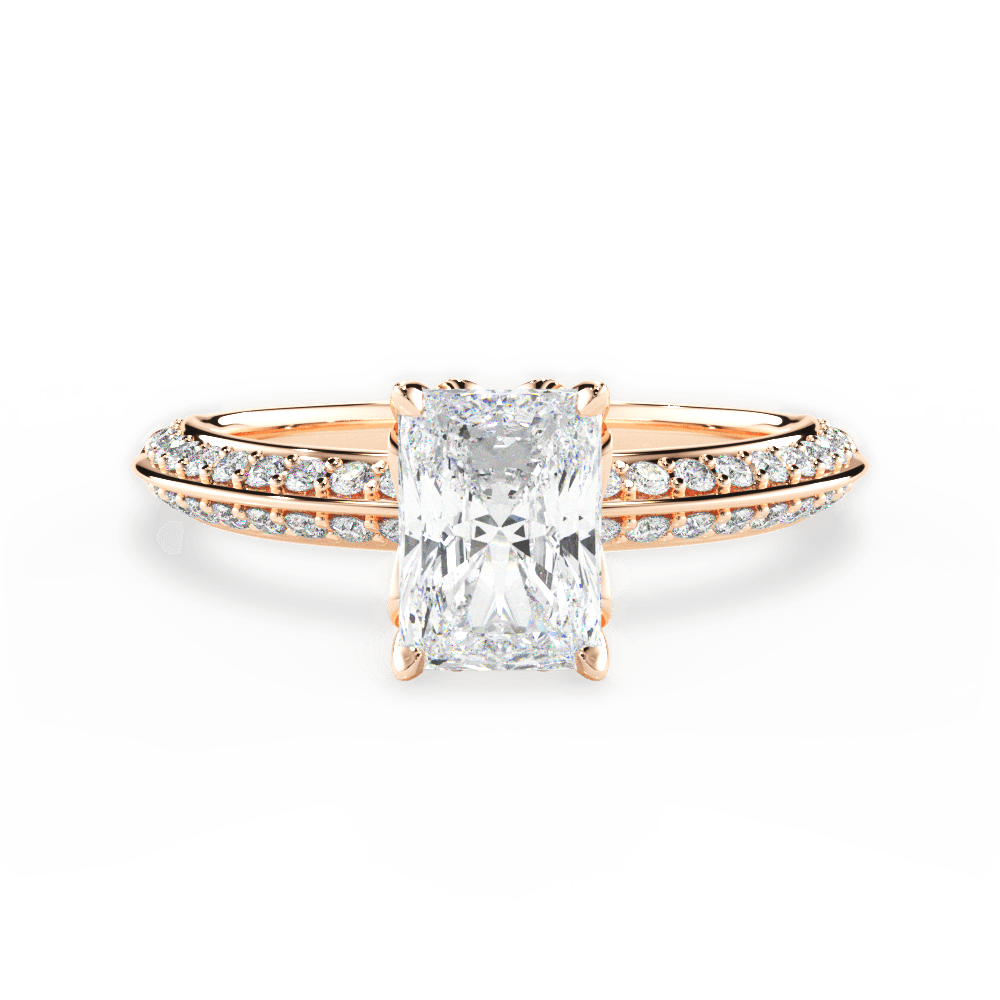 Gail Radiant Cut Lab Grown Diamond 18Kt Rose Gold Engagement Ring