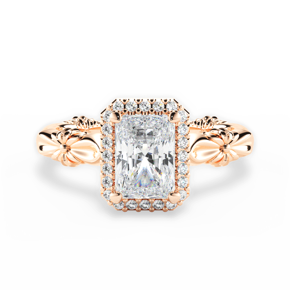 Erica Radiant Cut Lab Grown Diamond 18Kt Rose Gold Engagement Ring
