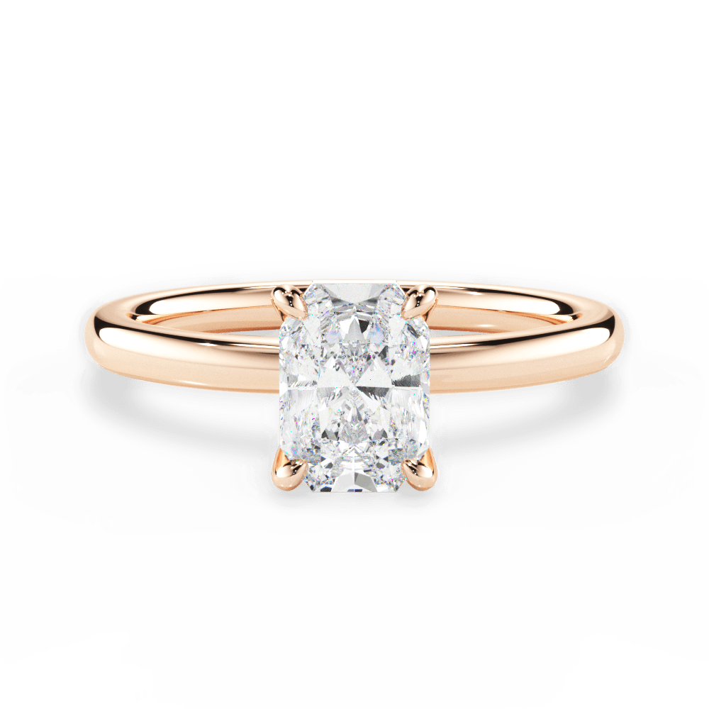 Angela Radiant Cut Lab Grown Diamond 18Kt Rose Gold Engagement Ring