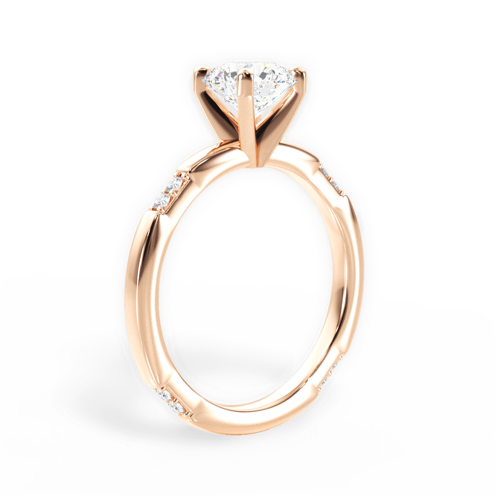 Bonnie Round Cut Lab Grown Diamond 18Kt Rose Gold Engagement Ring - View 3