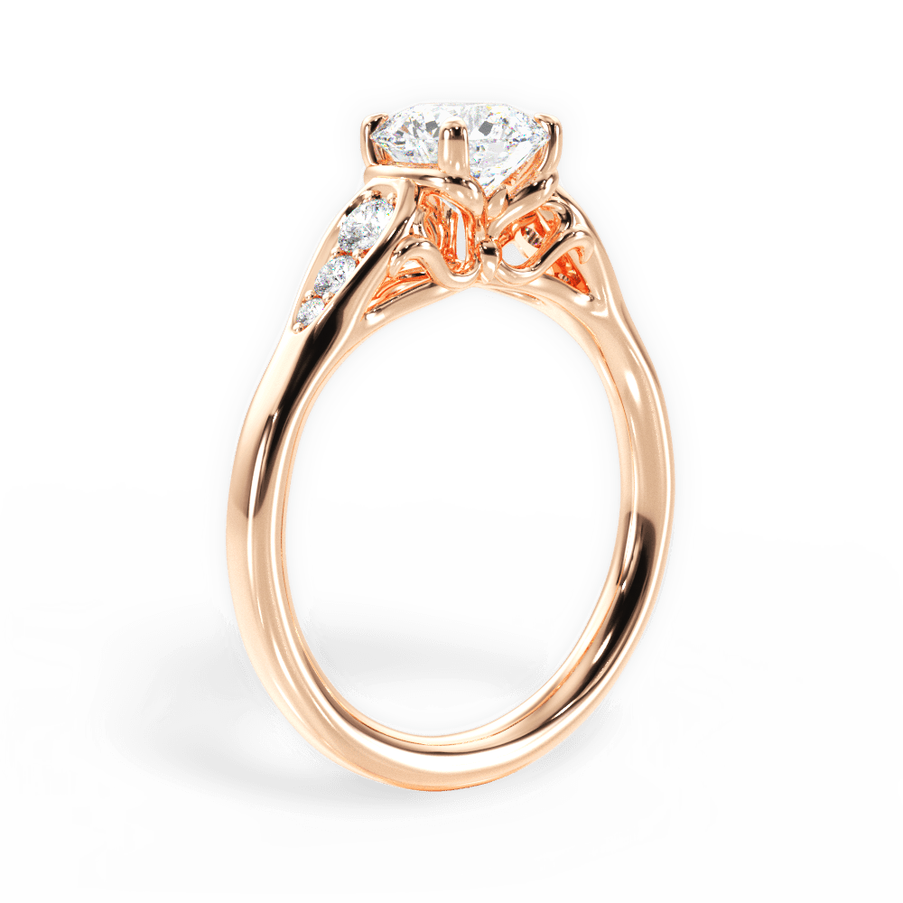 Cecilia Round Cut Lab Grown Diamond 18Kt Rose Gold Engagement Ring - View 2