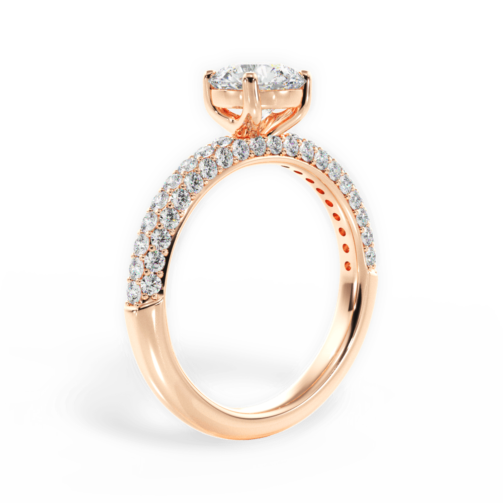 Kylie Round Cut Lab Grown Diamond 18Kt Rose Gold Engagement Ring - View 3