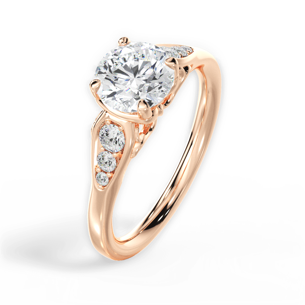 Cecilia Round Cut Lab Grown Diamond 18Kt Rose Gold Engagement Ring - View 3
