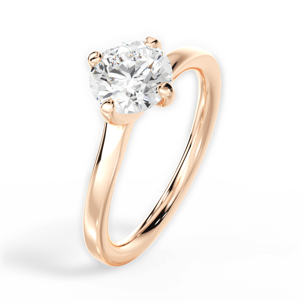Ashley Round Cut Lab Grown Diamond 18Kt Rose Gold Engagement Ring - View 2