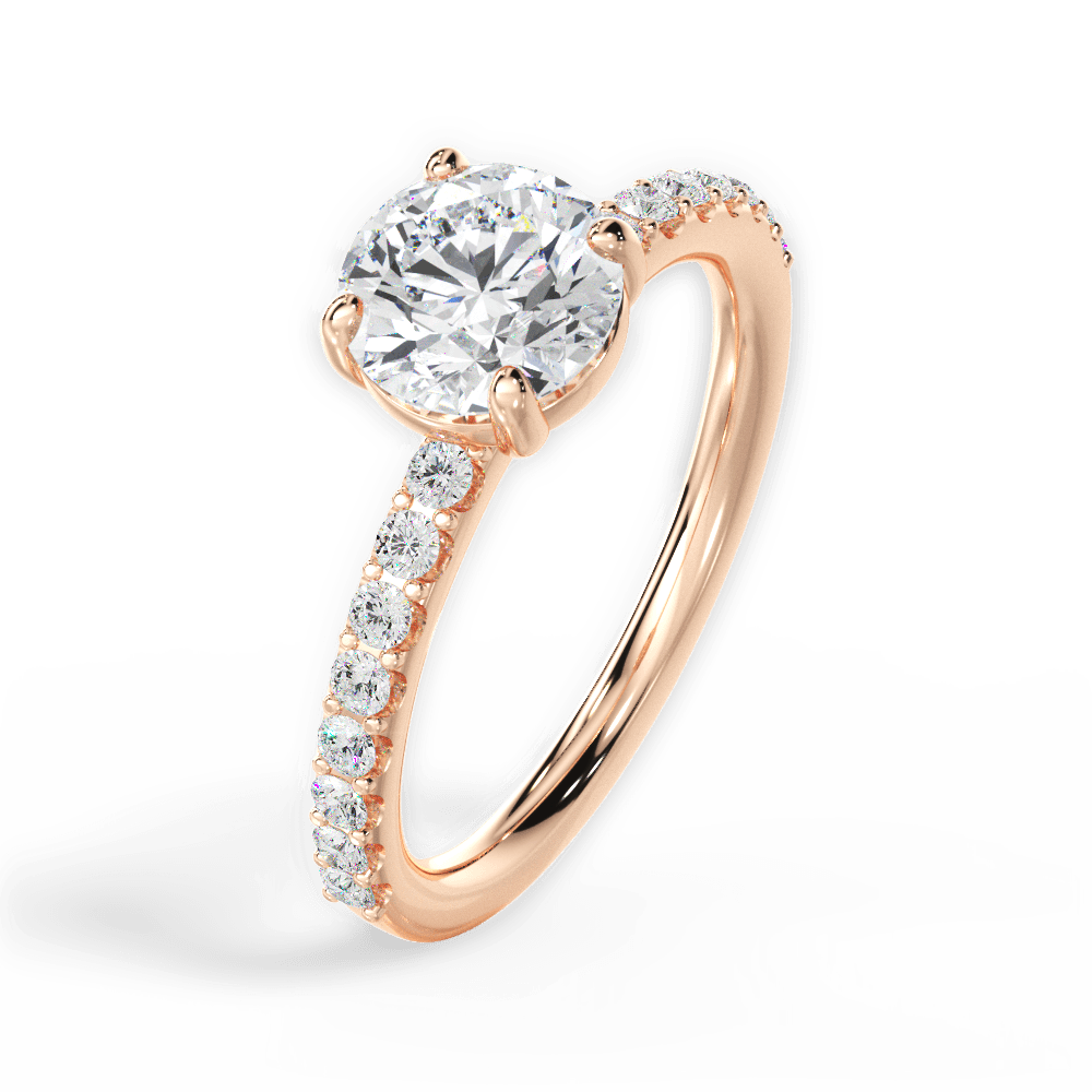 Elsie Round Cut Lab Grown Diamond 18Kt Rose Gold Engagement Ring - View 3