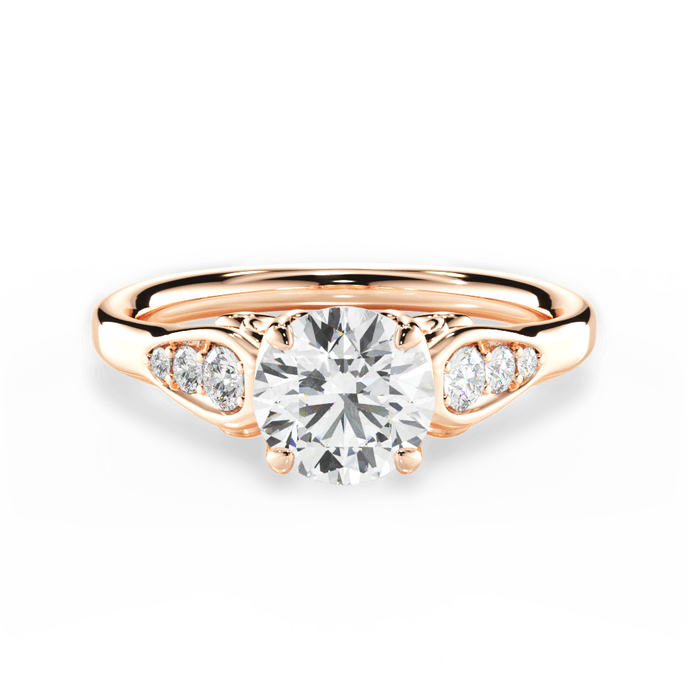 Cecilia Round Cut Lab Grown Diamond 18Kt Rose Gold Engagement Ring