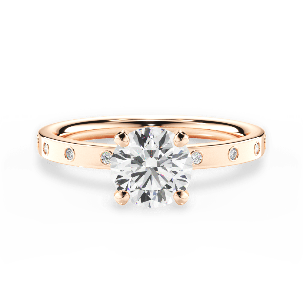 Carla Round Cut Lab Grown Diamond 18Kt Rose Gold Engagement Ring