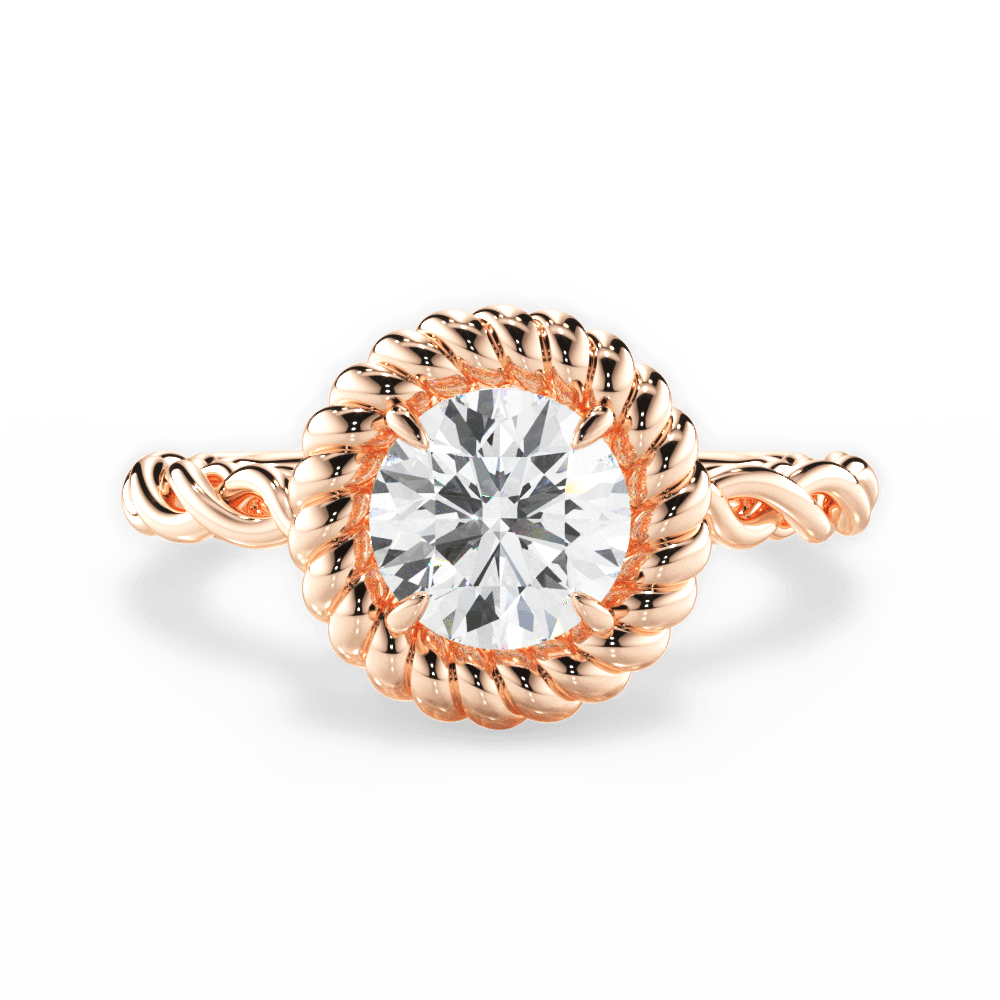 Belinda Round Cut Lab Grown Diamond 18Kt Rose Gold Engagement Ring