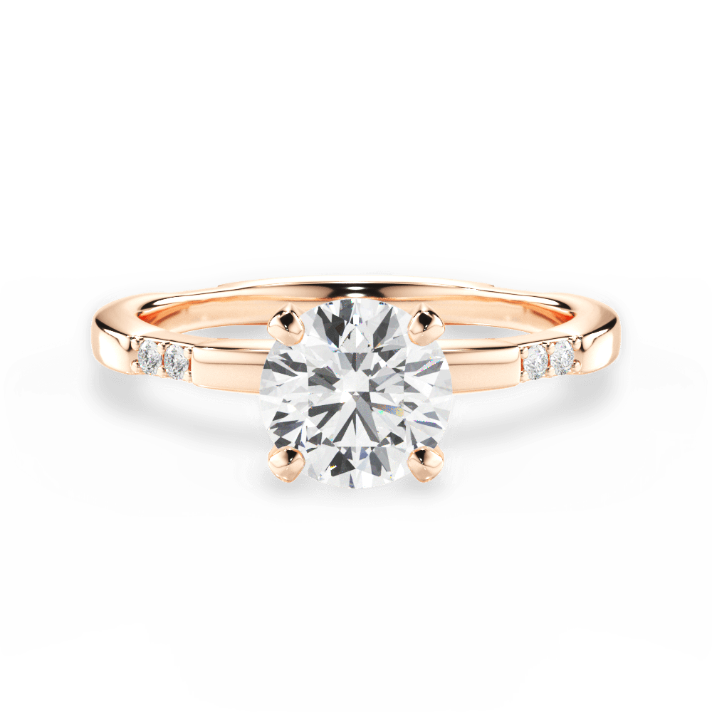 Bonnie Round Cut Lab Grown Diamond 18Kt Rose Gold Engagement Ring