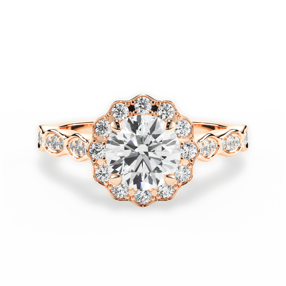 Jane Round Cut Lab Grown Diamond 18Kt Rose Gold Engagement Ring