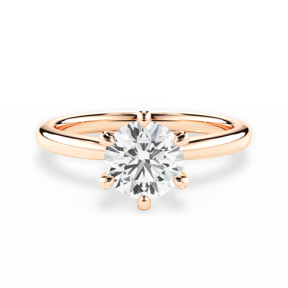 Bella Round Cut Lab Grown Diamond 18Kt Rose Gold Engagement Ring
