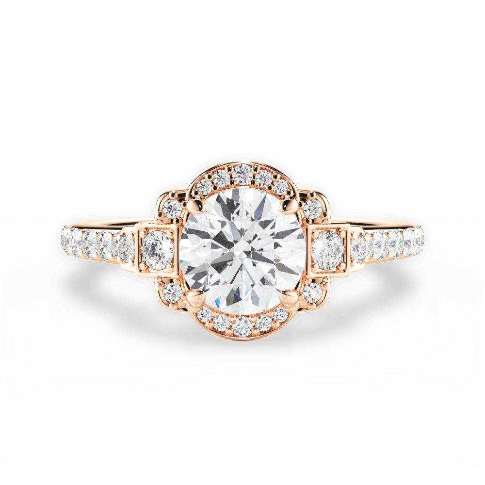 Joyce Round Cut Lab Grown Diamond 18Kt Rose Gold Engagement Ring