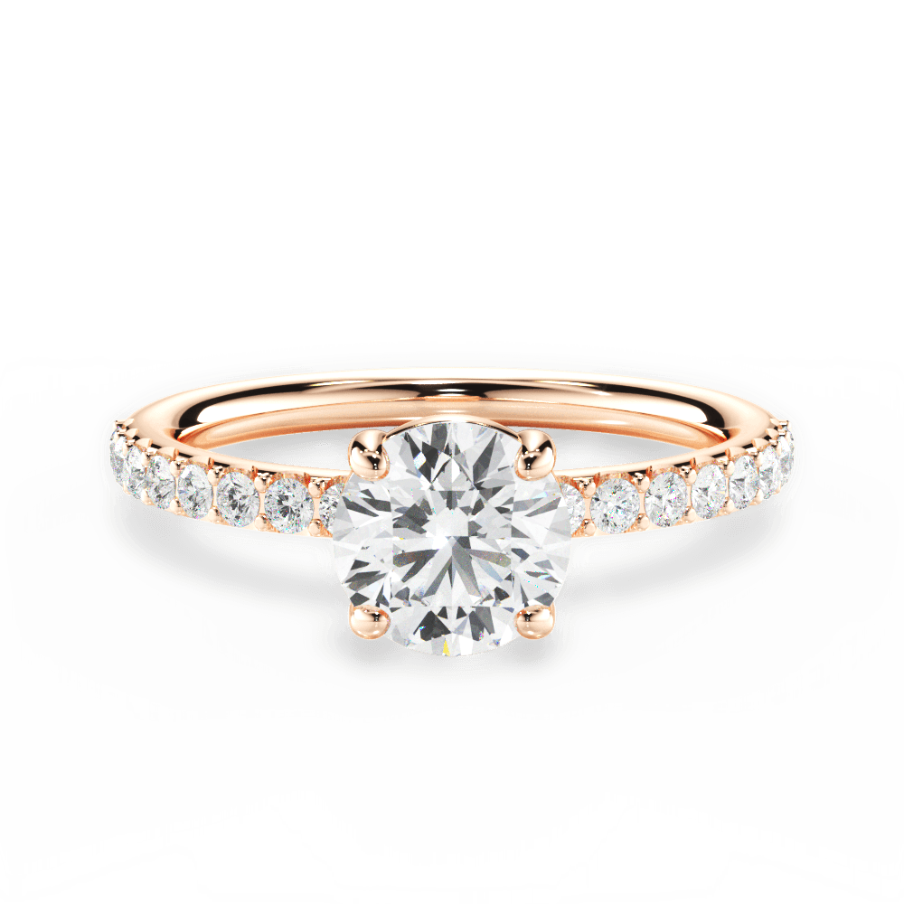Elsie Round Cut Lab Grown Diamond 18Kt Rose Gold Engagement Ring
