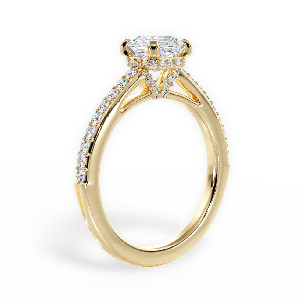 Joan Asscher Cut Lab Grown Diamond 18Kt Yellow Gold Engagement Ring - View 2