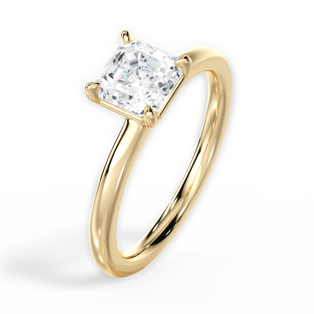 Angela Asscher Cut Lab Grown Diamond 18Kt Yellow Gold Engagement Ring - View 4