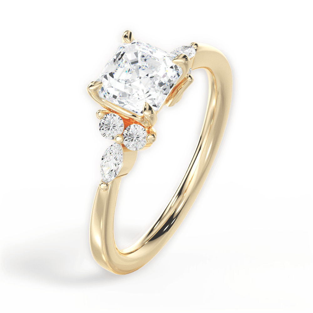 Cynthia Asscher Cut Lab Grown Diamond 18Kt Yellow Gold Engagement Ring - View 4