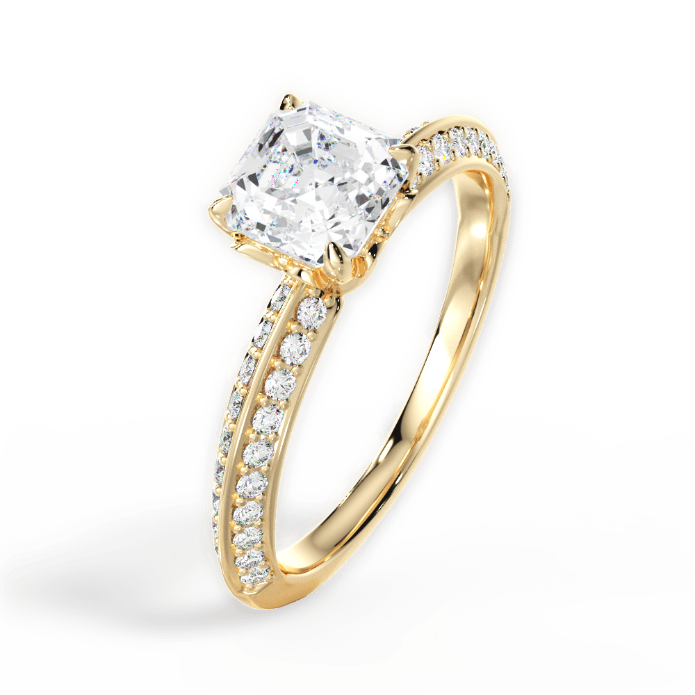 Gail Asscher Cut Lab Grown Diamond 18Kt Yellow Gold Engagement Ring - View 3