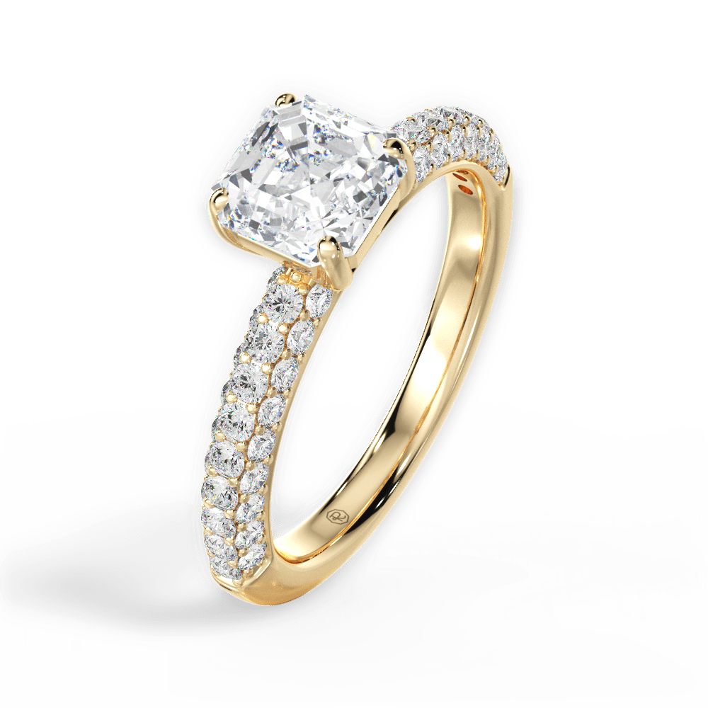 Kylie Asscher Cut Lab Grown Diamond 18Kt Yellow Gold Engagement Ring - View 4