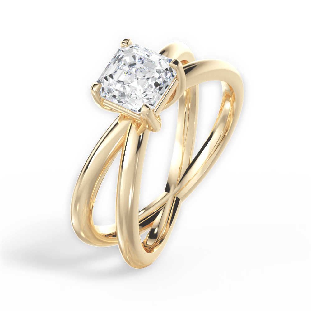 Ada Asscher Cut Lab Grown Diamond 18Kt Yellow Gold Engagement Ring - View 2