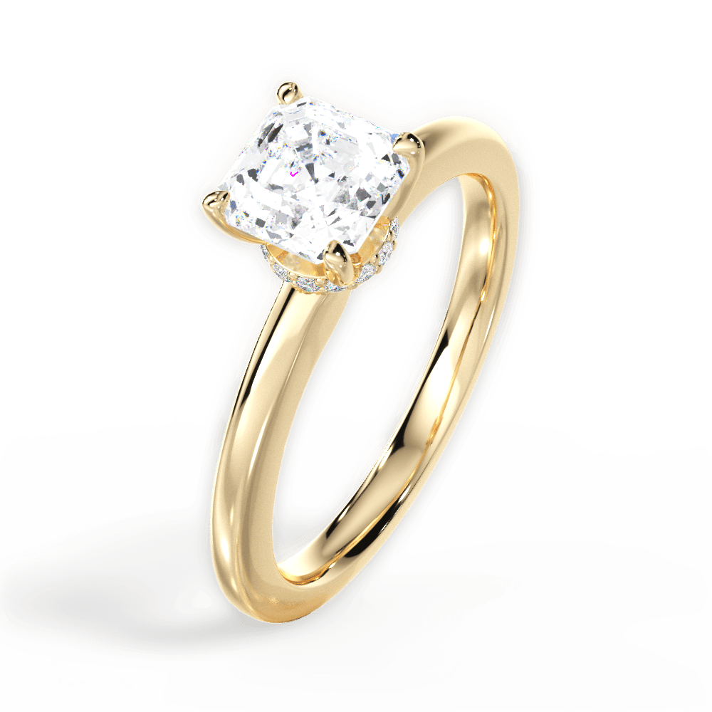 Cara Asscher Cut Lab Grown Diamond 18Kt Yellow Gold Engagement Ring - View 2