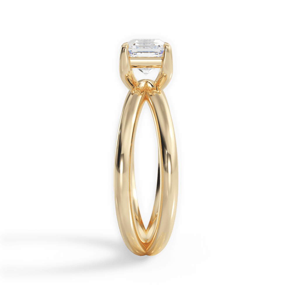 Ada Asscher Cut Lab Grown Diamond 18Kt Yellow Gold Engagement Ring - View 3