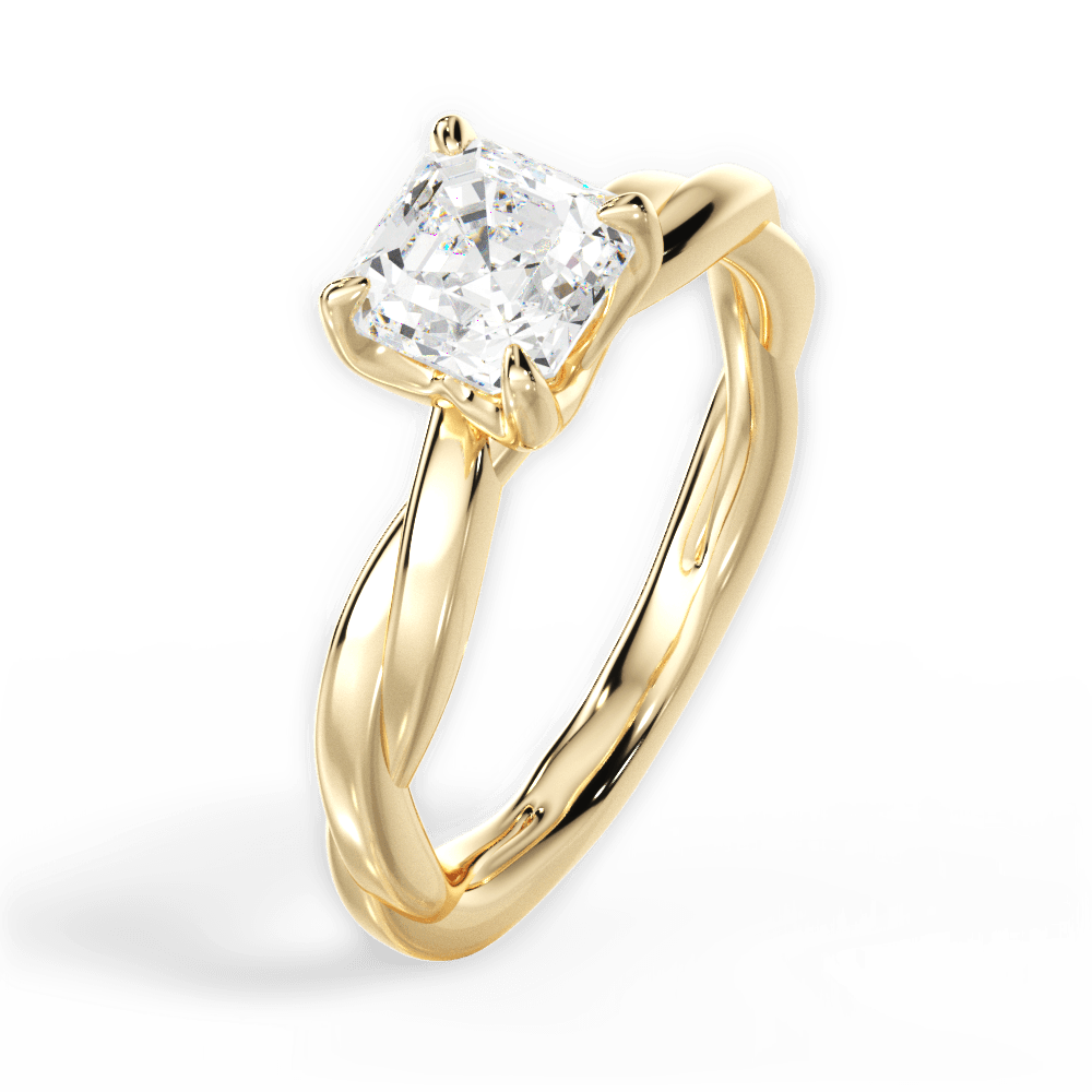 Bianca Asscher Cut Lab Grown Diamond 18Kt Yellow Gold Engagement Ring - View 4