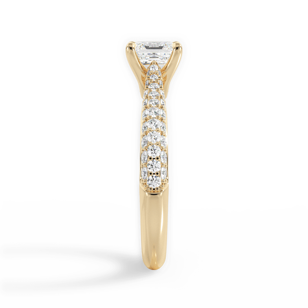 Kira Asscher Cut Lab Grown Diamond 18Kt Yellow Gold Engagement Ring - View 2