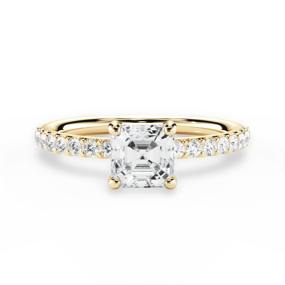 Elsie Asscher Cut Lab Grown Diamond 18Kt Yellow Gold Engagement Ring
