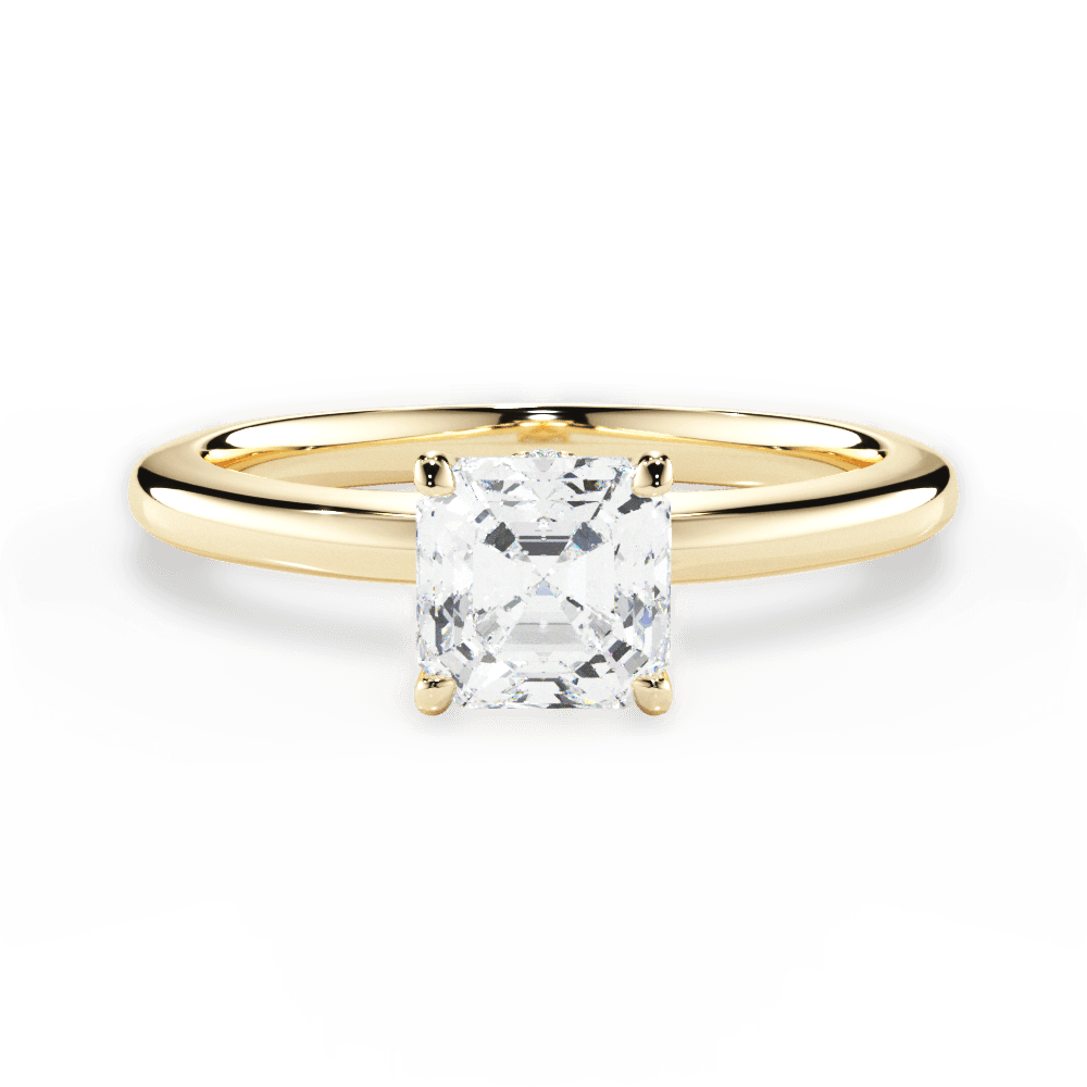 Cara Asscher Cut Lab Grown Diamond 18Kt Yellow Gold Engagement Ring