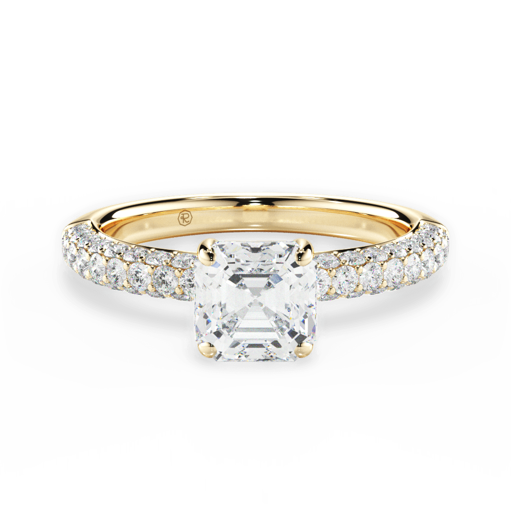 Kylie Asscher Cut Lab Grown Diamond 18Kt Yellow Gold Engagement Ring