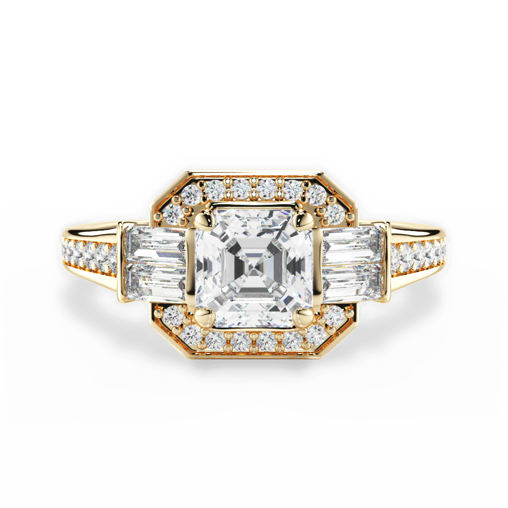 Katherine Asscher Cut Lab Grown Diamond 18Kt Yellow Gold Engagement Ring