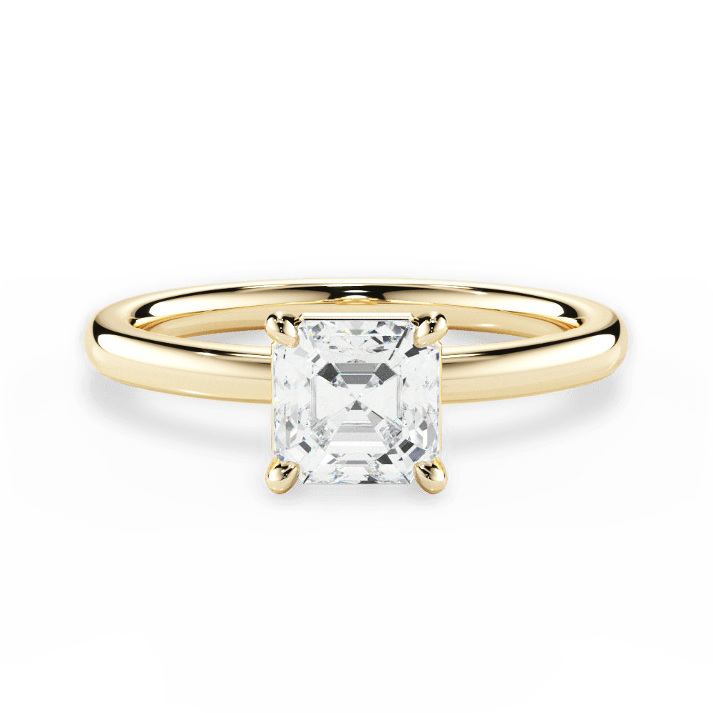 Angela Asscher Cut Lab Grown Diamond 18Kt Yellow Gold Engagement Ring
