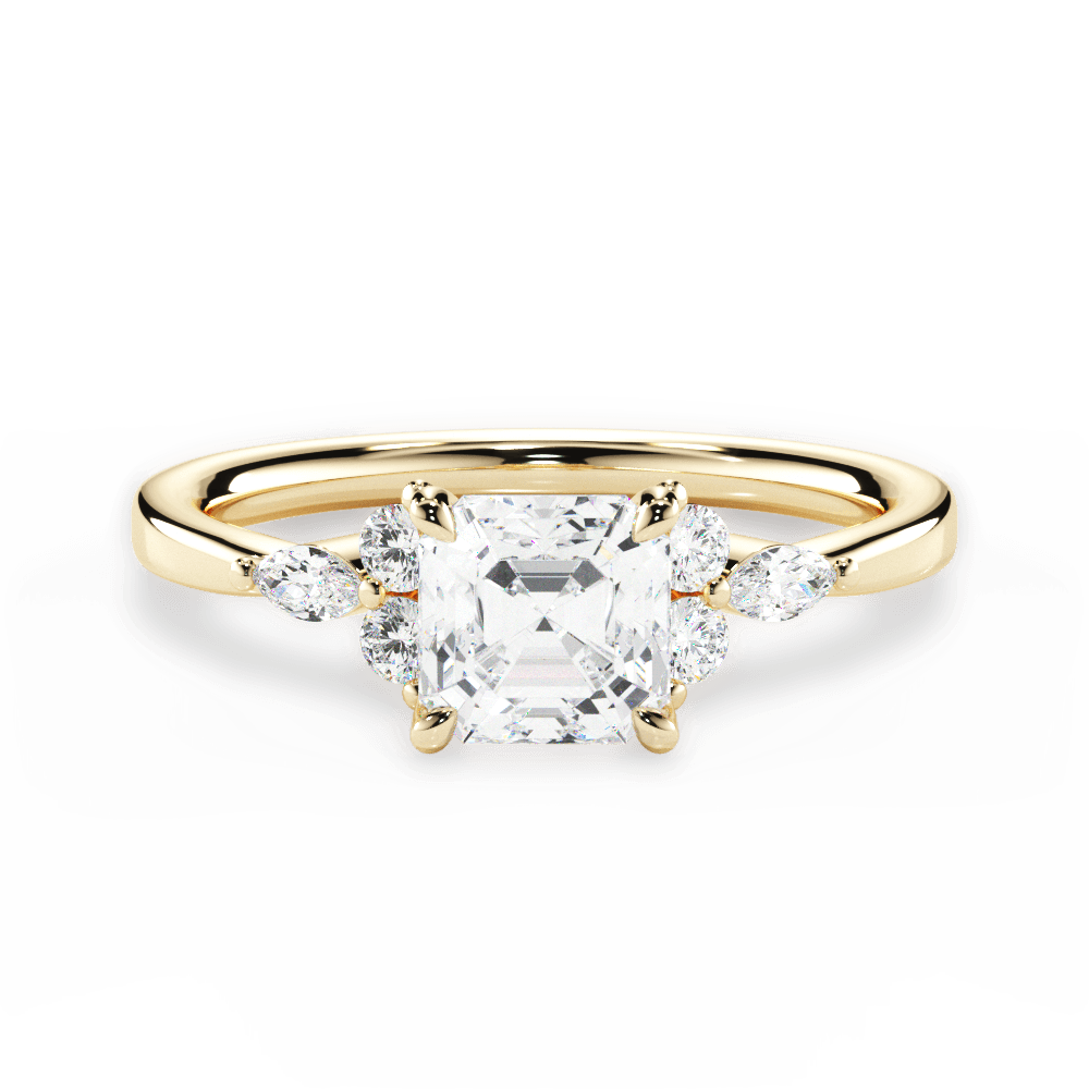 Cynthia Asscher Cut Lab Grown Diamond 18Kt Yellow Gold Engagement Ring