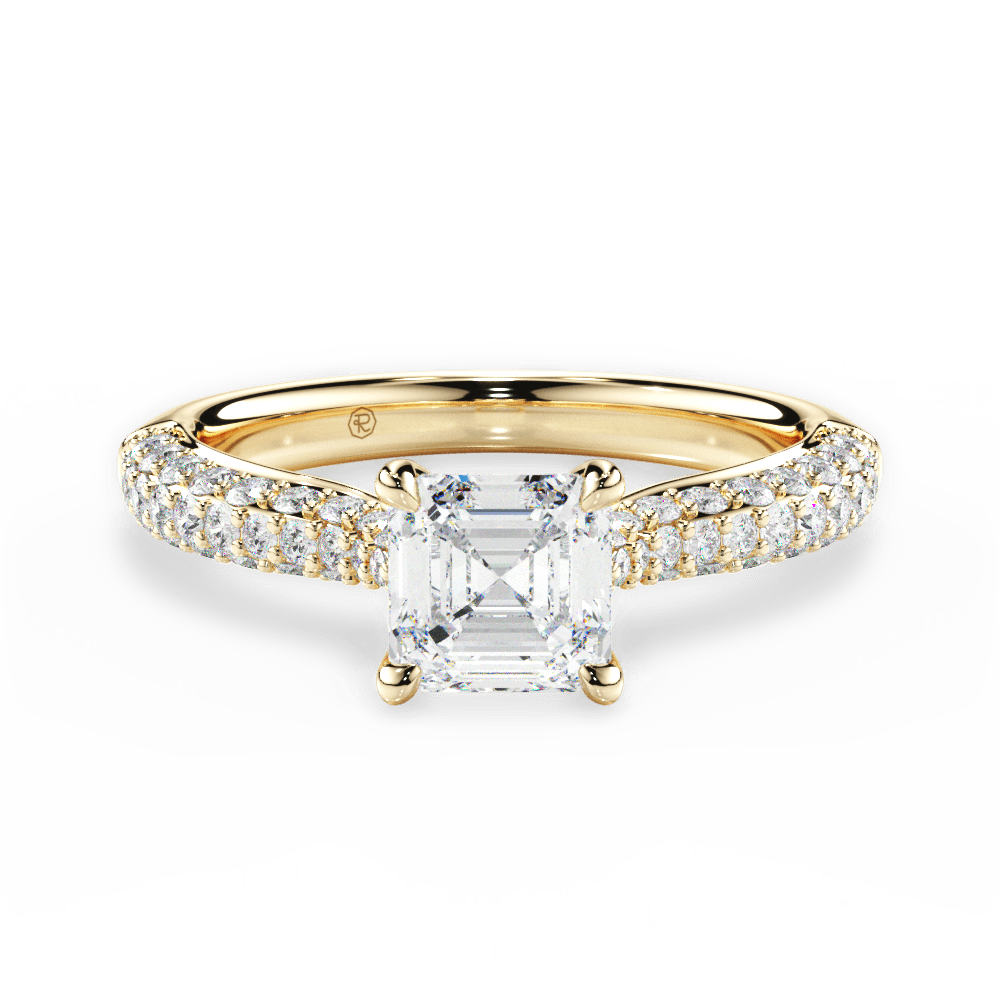 Kira Asscher Cut Lab Grown Diamond 18Kt Yellow Gold Engagement Ring