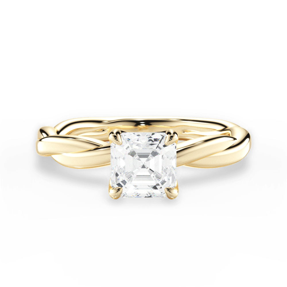 Bianca Asscher Cut Lab Grown Diamond 18Kt Yellow Gold Engagement Ring