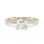 Kristen Asscher Cut Lab Grown Diamond 18Kt Yellow Gold Engagement Ring