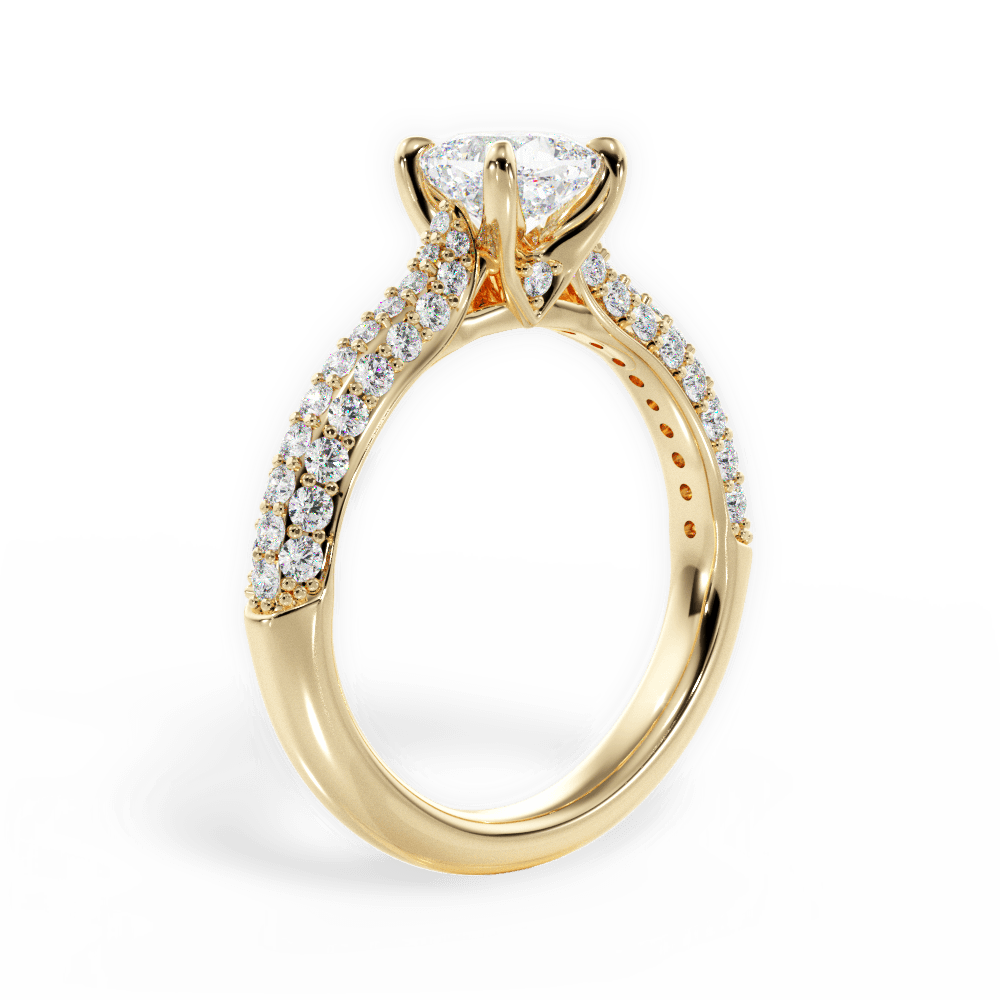 Kira Cushion Cut Lab Grown Diamond 18Kt Yellow Gold Engagement Ring - View 3